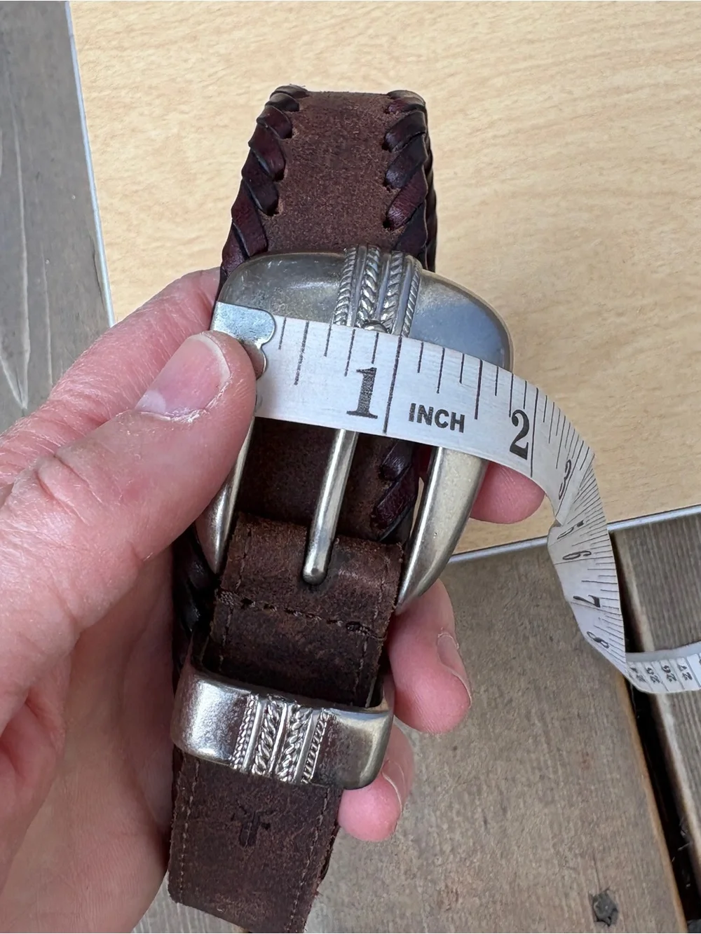 Frye Wm’s Whipstitch Edge Brown Leather Belt NWOT Sz S